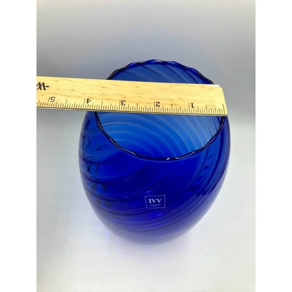 IVV Cobalt Blue Glass Vase Handmade in Italy